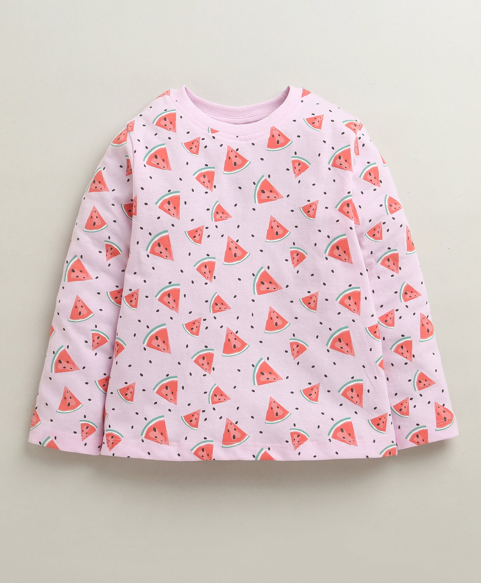 Pink Girls Full Sleeves Cotton T-Shirt & Pyjama Set