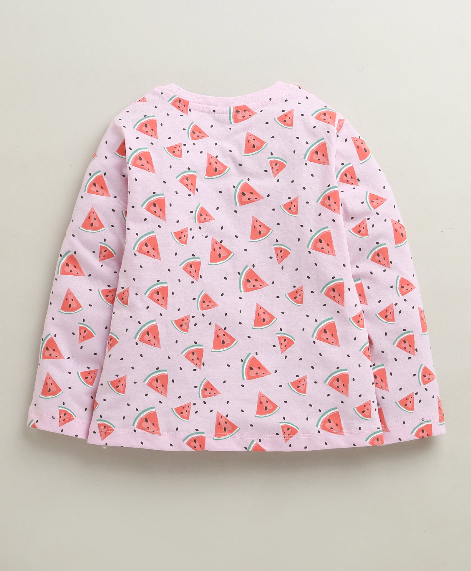 Pink Girls Full Sleeves Cotton T-Shirt & Pyjama Set
