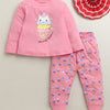 Pink Girls Full Sleeves Cotton T-Shirt & Pyjama Set