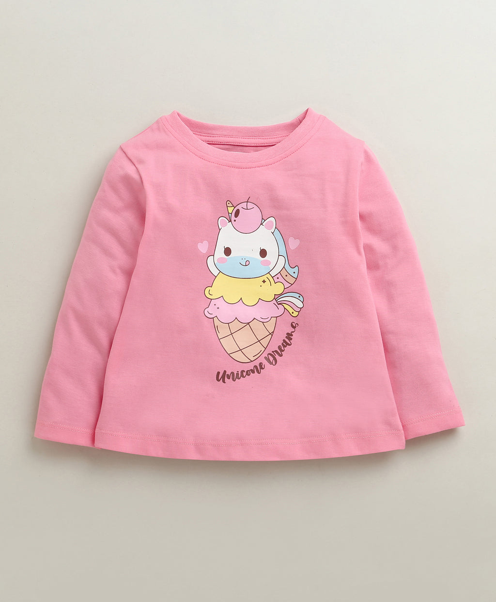 Bumzee Pink Graphic Print T-Shirt & Pyjama Set, Full Sleeves, 100% Cotton (Style Peb10985)