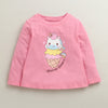 Pink Girls Full Sleeves Cotton T-Shirt & Pyjama Set