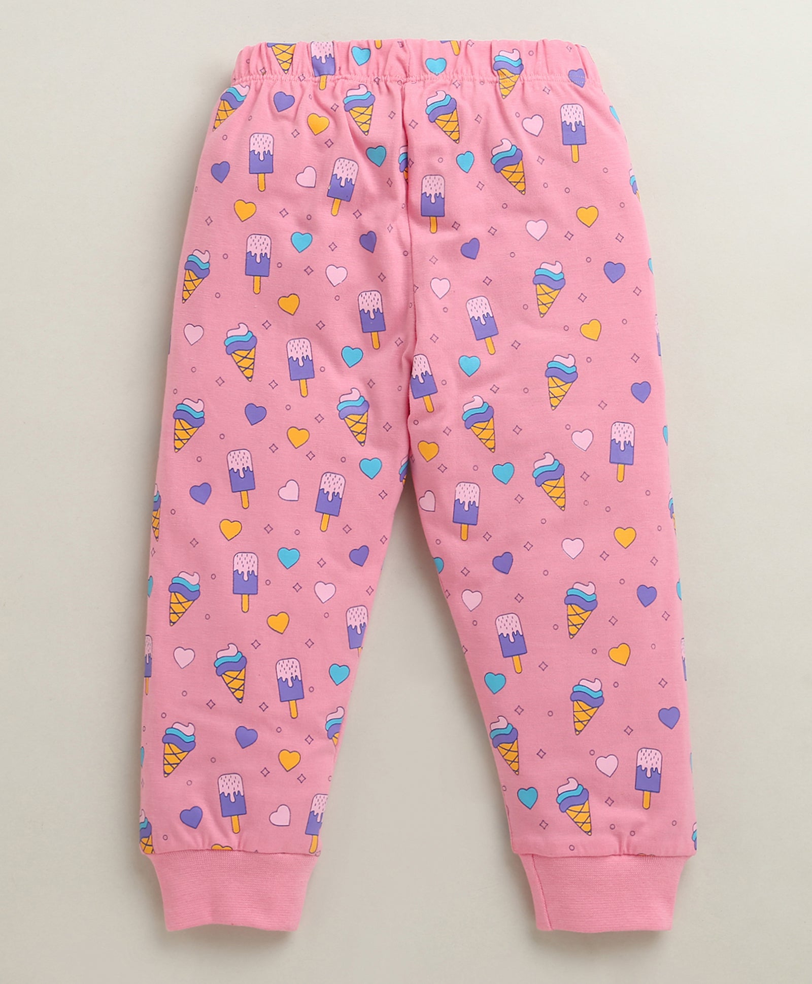 Pink Girls Full Sleeves Cotton T-Shirt & Pyjama Set