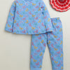 Blue Girls Full Sleeves Cotton T-Shirt & Pyjama Set