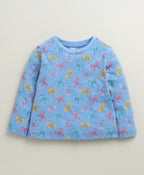 Bumzee Blue Graphic Print T-Shirt & Pyjama Set, Full Sleeves, 100% Cotton (Style Peb10986)
