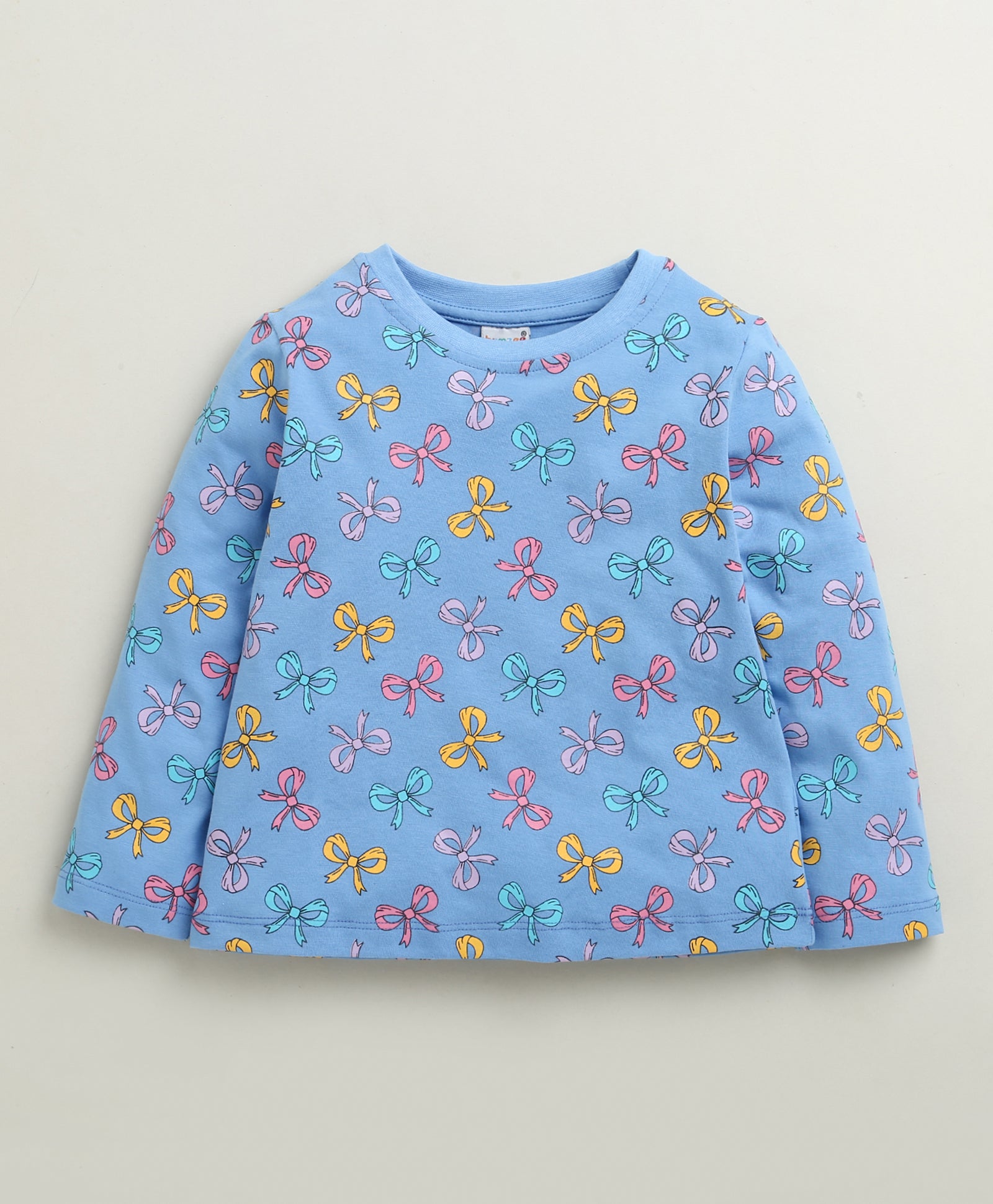 Blue Girls Full Sleeves Cotton T-Shirt & Pyjama Set