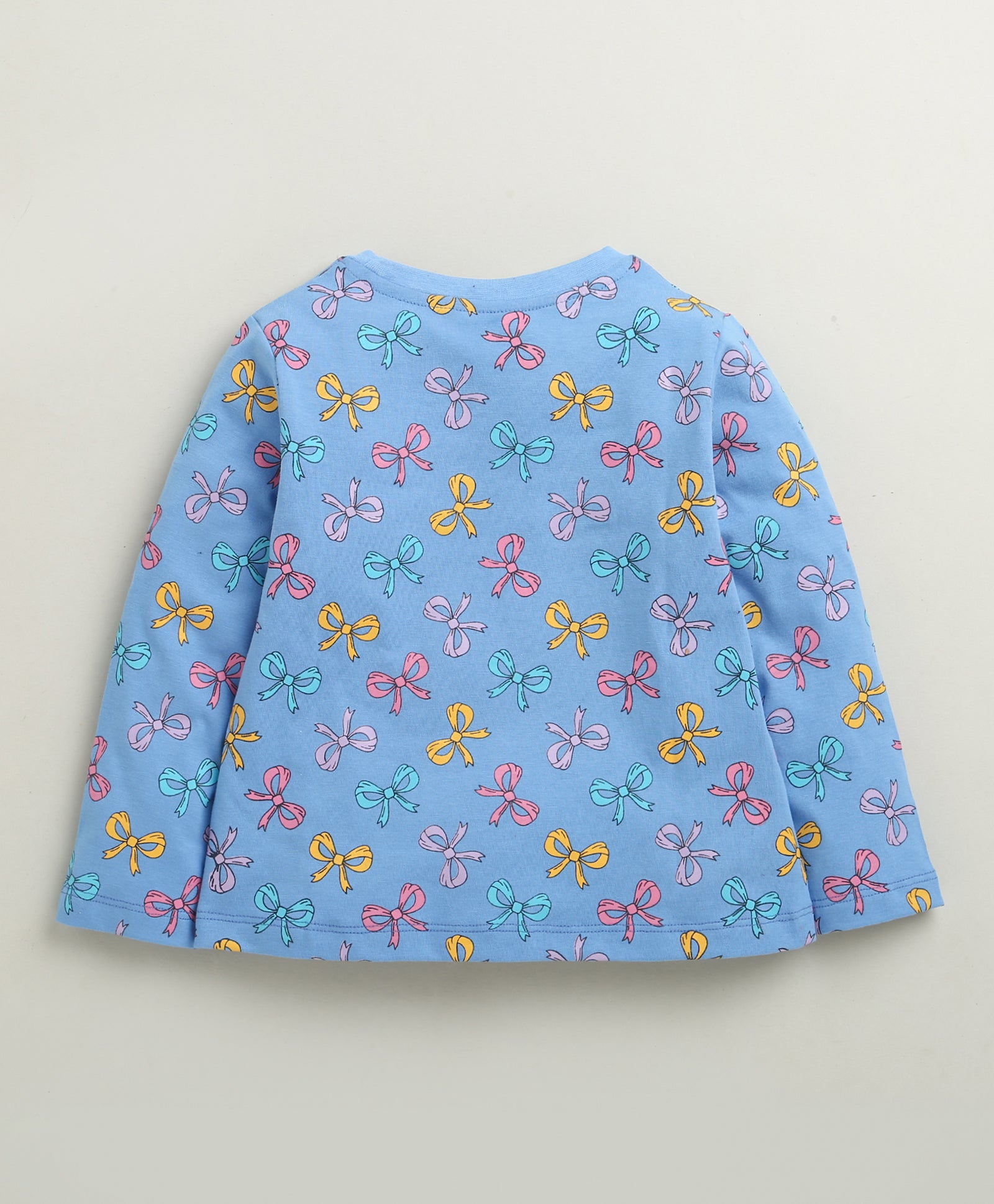 Blue Girls Full Sleeves Cotton T-Shirt & Pyjama Set