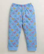 Bumzee Blue Graphic Print T-Shirt & Pyjama Set, Full Sleeves, 100% Cotton (Style Peb10986)