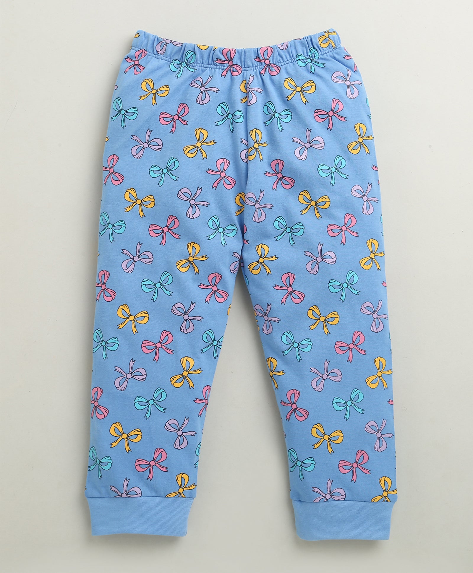 Blue Girls Full Sleeves Cotton T-Shirt & Pyjama Set
