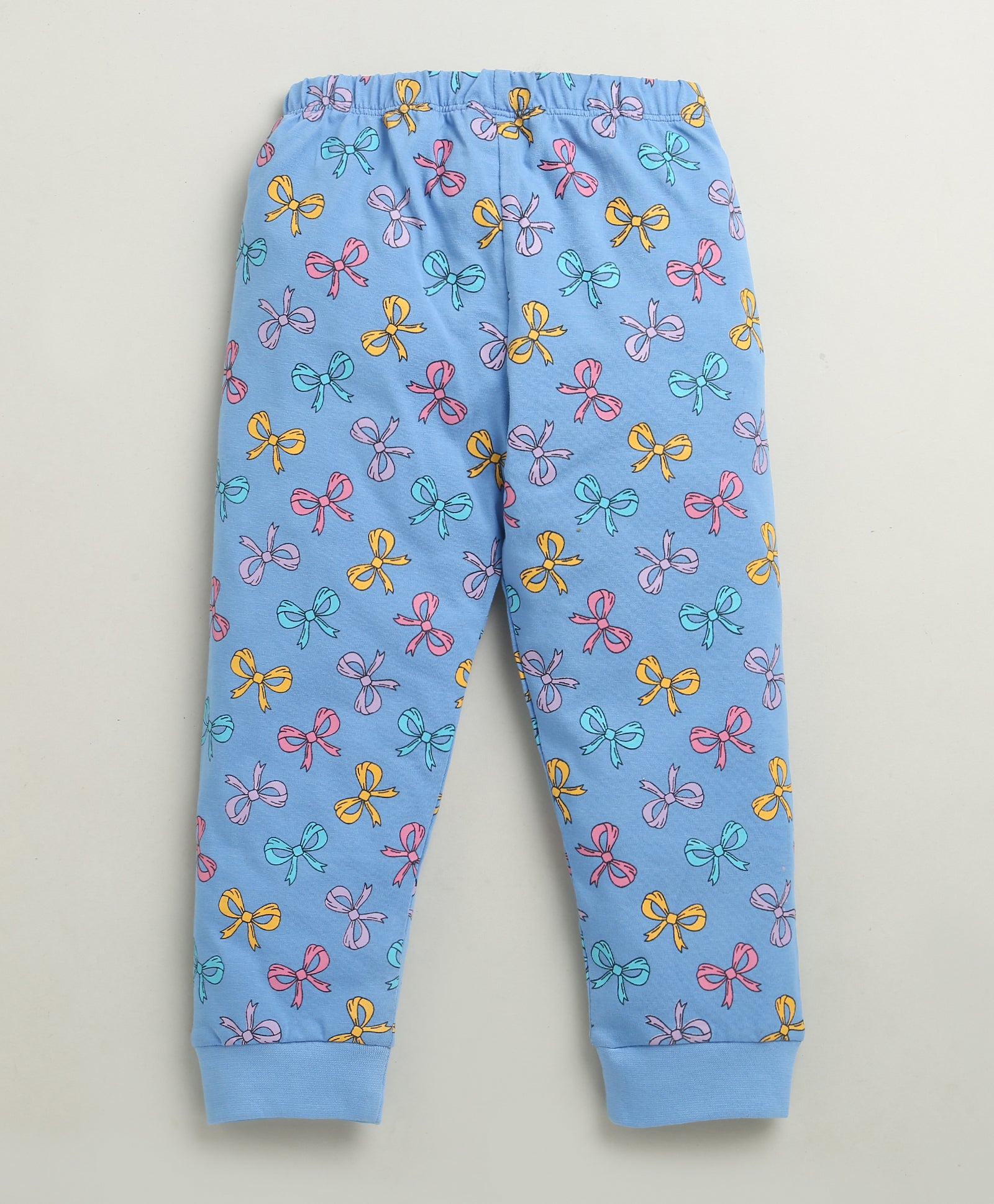 Blue Girls Full Sleeves Cotton T-Shirt & Pyjama Set