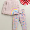 Dusty Pink Girls Full Sleeves Cotton T-Shirt & Pyjama Set