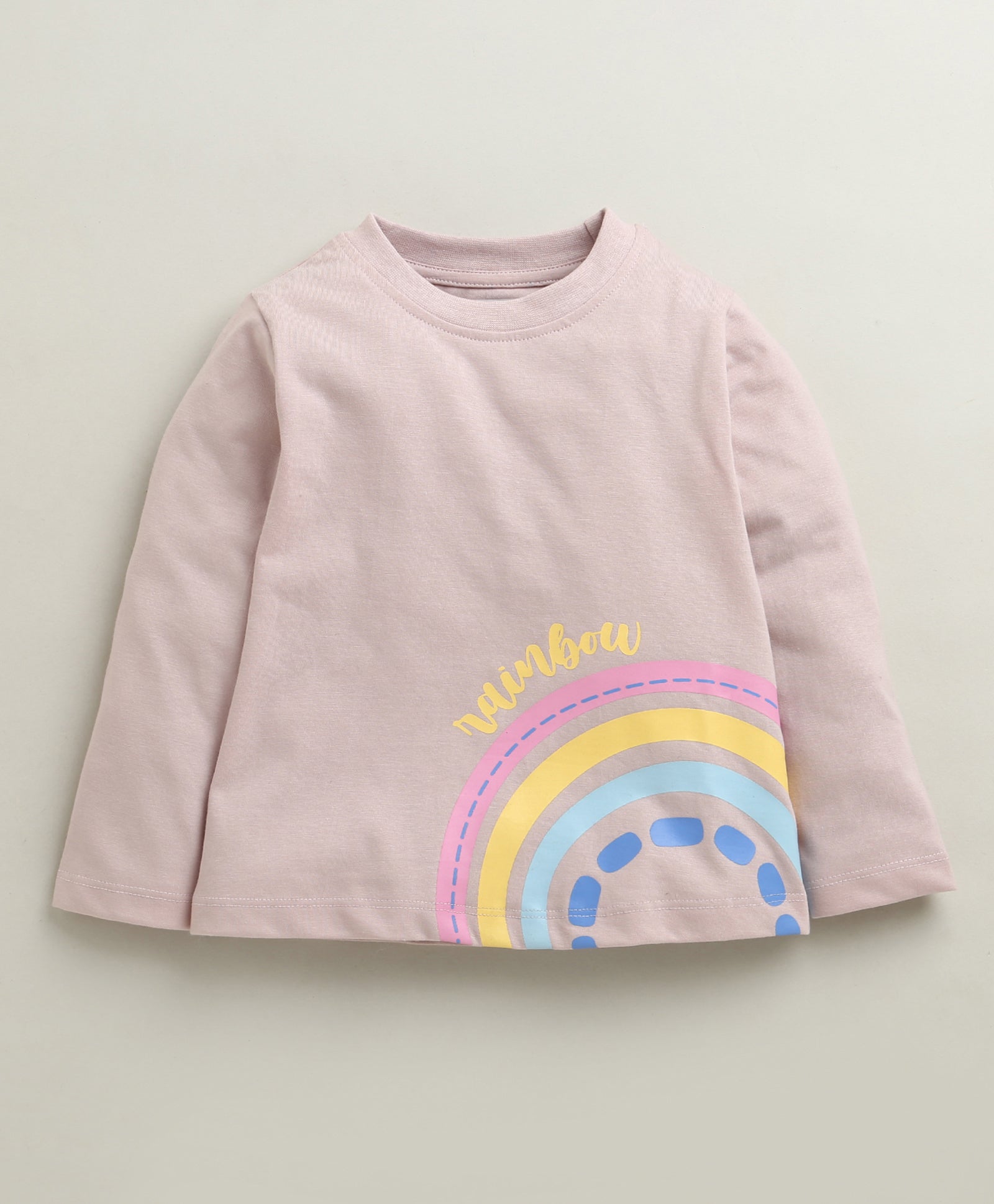 Dusty Pink Girls Full Sleeves Cotton T-Shirt & Pyjama Set
