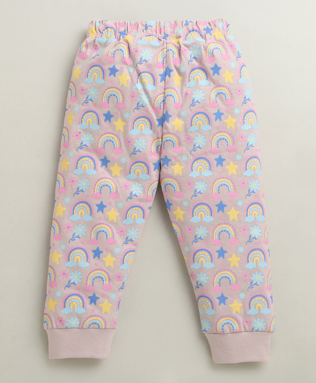 Bumzee Dusty Pink Graphic Print T-Shirt & Pyjama Set, Full Sleeves, 100% Cotton (Style Peb10987)