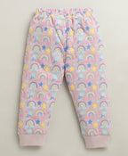 Bumzee Dusty Pink Graphic Print T-Shirt & Pyjama Set, Full Sleeves, 100% Cotton (Style Peb10987)