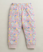 Bumzee Dusty Pink Graphic Print T-Shirt & Pyjama Set, Full Sleeves, 100% Cotton (Style Peb10987)