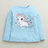 Blue Girls Full Sleeves Cotton T-Shirt & Pyjama Set
