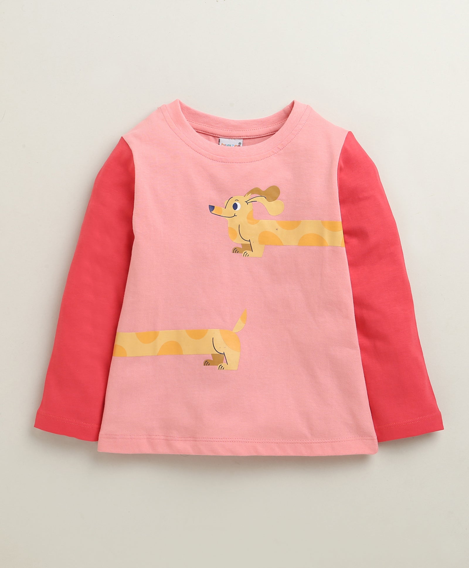 BUMZEE Pink & Lavender Girls Full Sleeves Cotton T-Shirts Pack Of 2