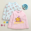 BUMZEE Baby Pink & Sky Blue Girls Full Sleeves Cotton T-Shirts Pack Of 2