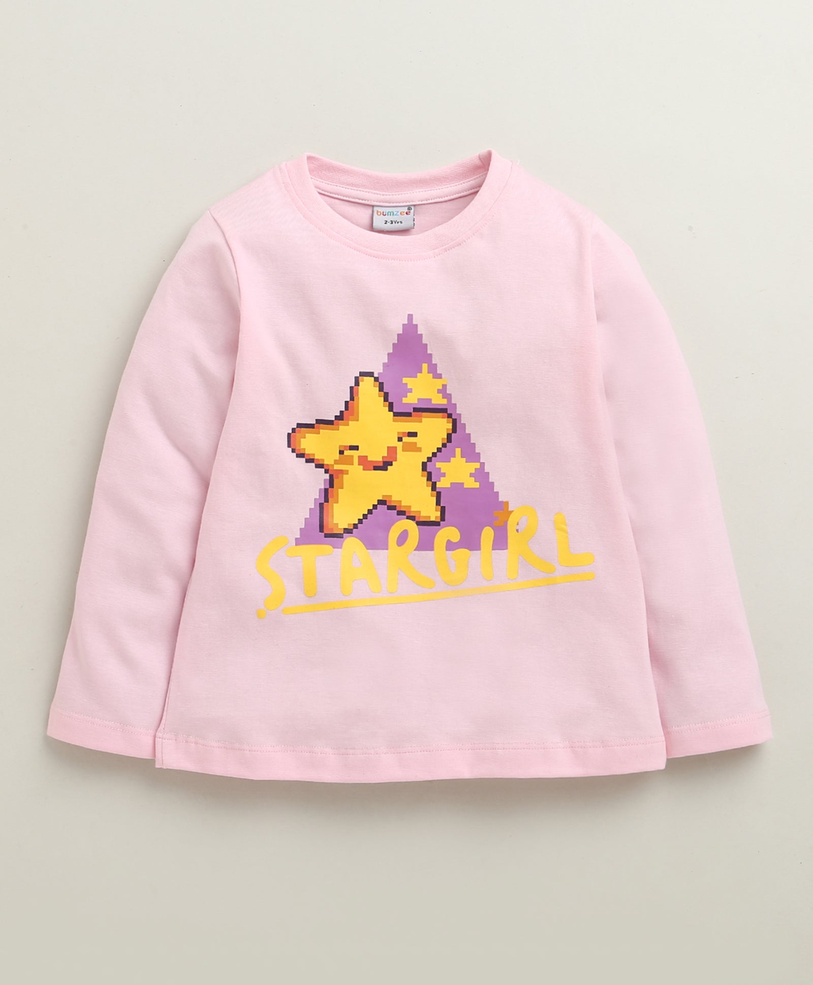 BUMZEE Baby Pink & Sky Blue Girls Full Sleeves Cotton T-Shirts Pack Of 2