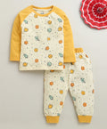 Bumzee Yellow Graphic Print T-Shirt & Pyjama Set, Full Sleeves, 100% Cotton