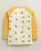 Bumzee Yellow Graphic Print T-Shirt & Pyjama Set, Full Sleeves, 100% Cotton
