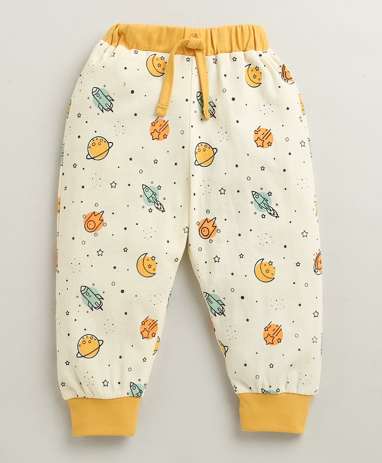 Yellow Boys Full Sleeves Cotton T-Shirt & Pyjama Set