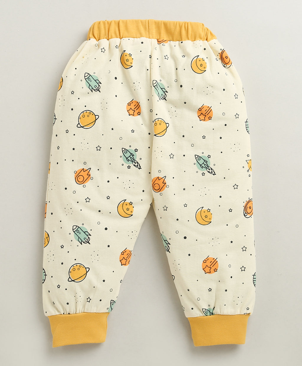 Bumzee Yellow Graphic Print T-Shirt & Pyjama Set, Full Sleeves, 100% Cotton