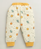 Bumzee Yellow Graphic Print T-Shirt & Pyjama Set, Full Sleeves, 100% Cotton