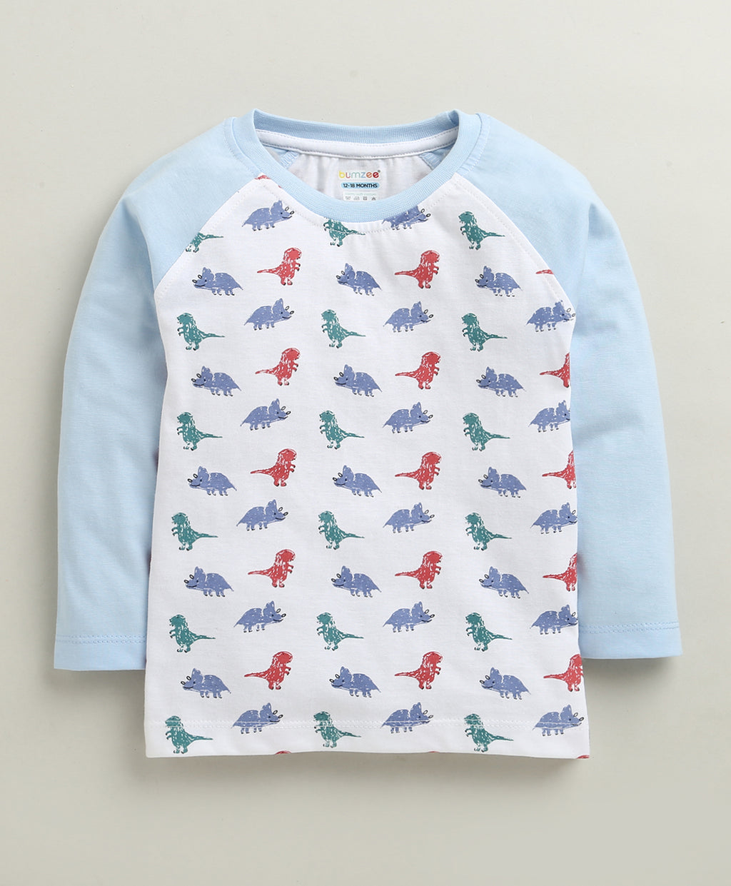 Bumzee White Animal Print T-Shirt & Pyjama Set, Full Sleeves, 100% Cotton