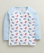 Bumzee White Animal Print T-Shirt & Pyjama Set, Full Sleeves, 100% Cotton