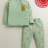 Green Boys Full Sleeves Cotton T-Shirt & Pyjama Set