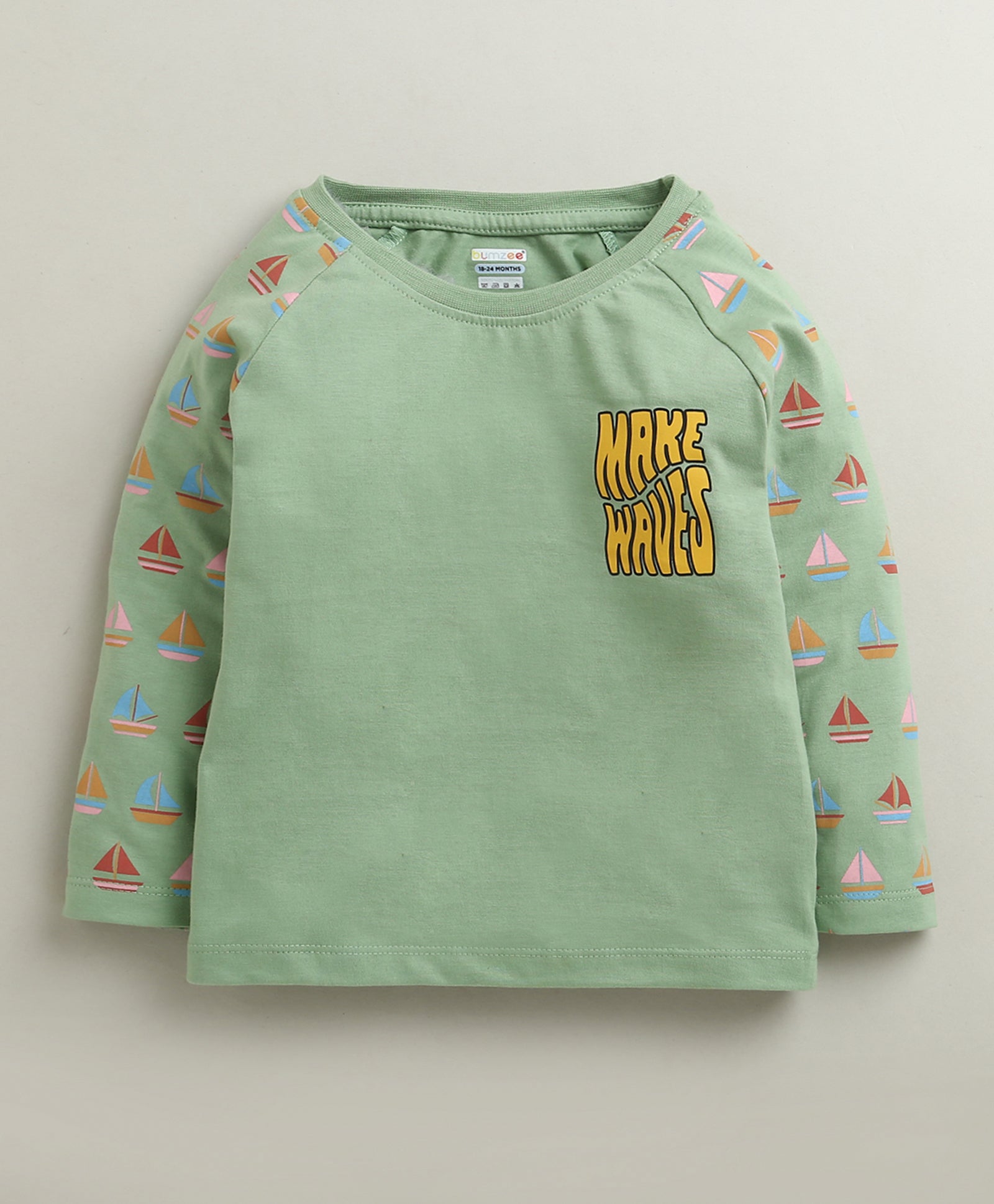 Green Boys Full Sleeves Cotton T-Shirt & Pyjama Set