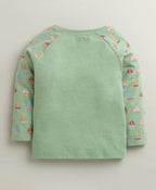 Bumzee Green Graphic Print T-Shirt & Pyjama Set, Full Sleeves, 100% Cotton (Style Peb10993)