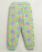 Bumzee Green Graphic Print T-Shirt & Pyjama Set, Full Sleeves, 100% Cotton (Style Peb10994)