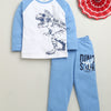 White & Blue Boys Full Sleeves Cotton T-Shirt & Pyjama Set