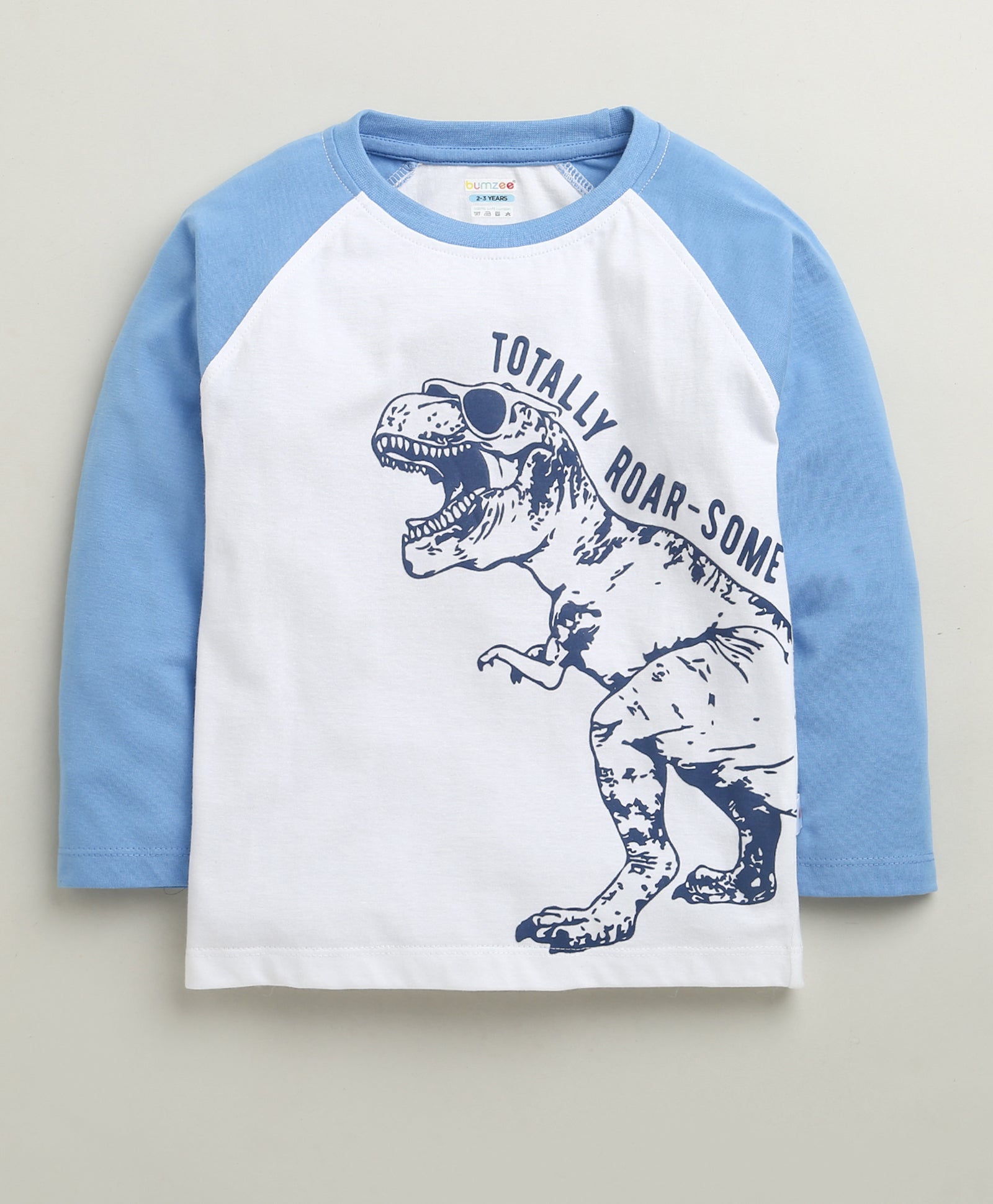 White & Blue Boys Full Sleeves Cotton T-Shirt & Pyjama Set