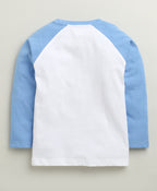 Bumzee White & Blue Animal Print T-Shirt & Pyjama Set, Full Sleeves, 100% Cotton
