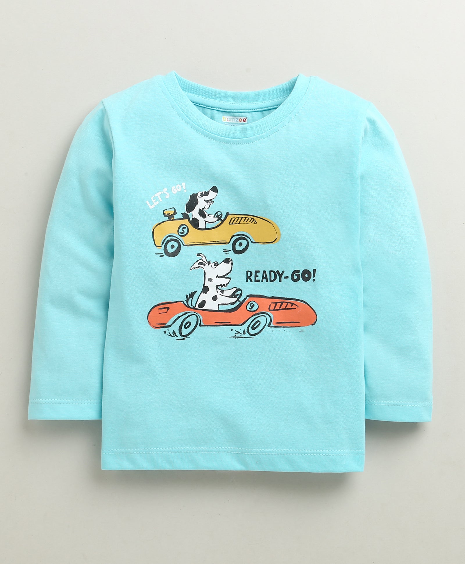 BUMZEE Blue & Peach Boys Full Sleeves Cotton T-Shirts Pack Of 2