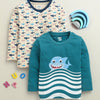 BUMZEE Beige & Teal Boys Full Sleeves Cotton T-Shirts Pack Of 2