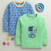 BUMZEE Blue & Green Boys Full Sleeves Cotton T-Shirts Pack Of 2