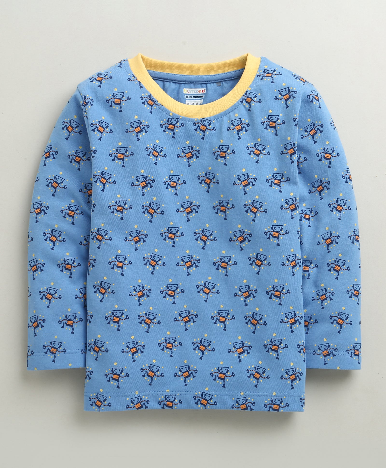 BUMZEE Blue & Green Boys Full Sleeves Cotton T-Shirts Pack Of 2