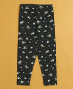 Bumzee Yellow & Black Floral Print Leggings, Pack of 2, 100% Cotton