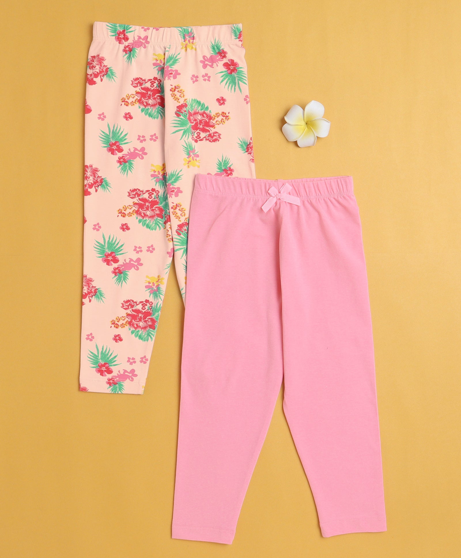Girls Leggings Pink & Peach Pack of 2