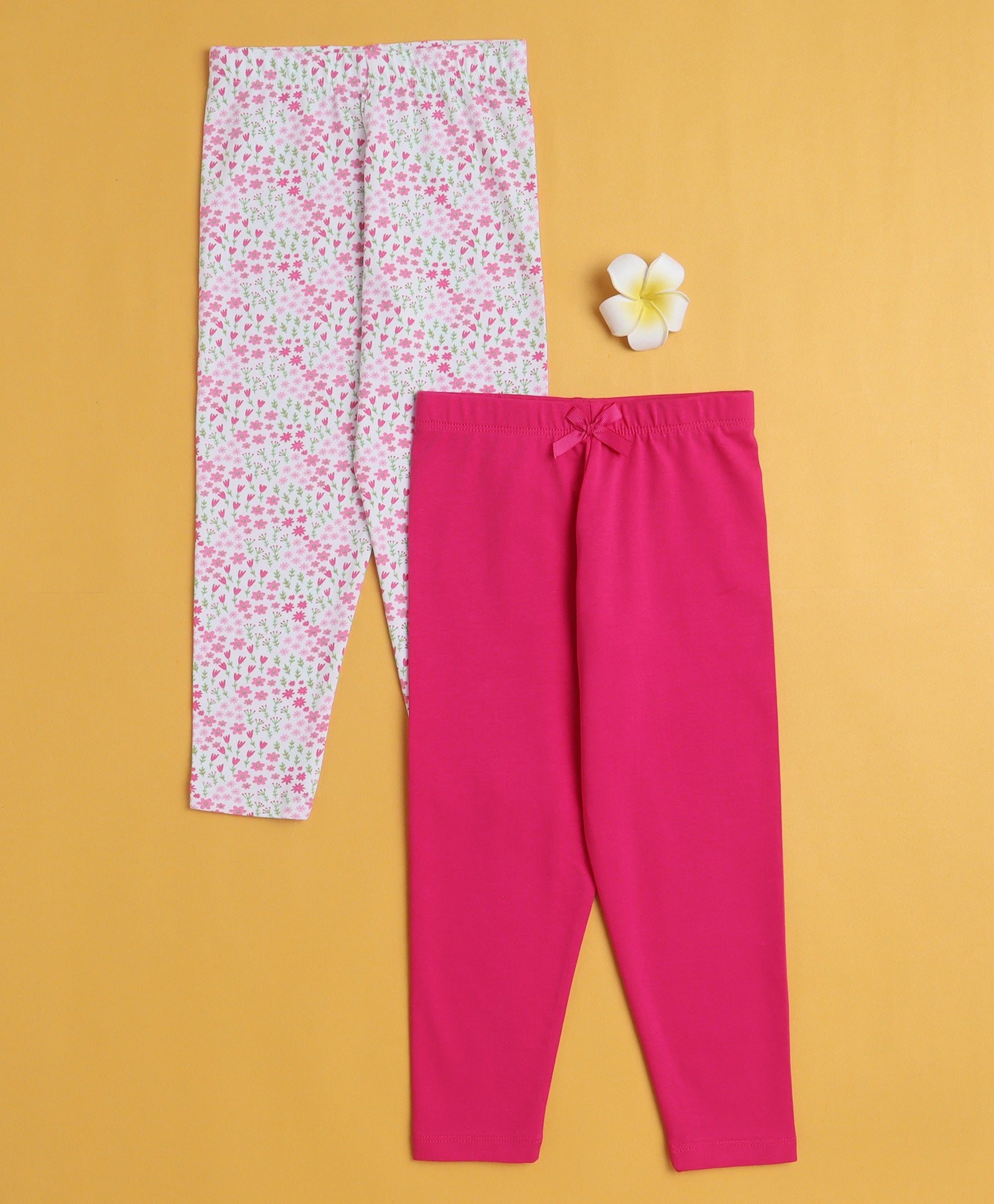Girls Leggings Pink & White Pack of 2