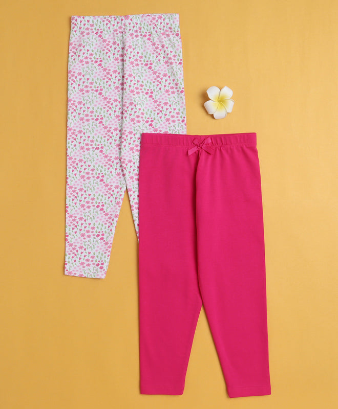 Girls Leggings Pink & White Pack of 2