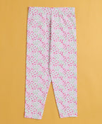 Bumzee Pink & White Floral Print Leggings, Pack of 2, 100% Cotton