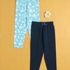 Girls Leggings Navy & Sky Blue Pack of 2