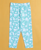Bumzee Navy & Sky Blue Floral Print Leggings, Pack of 2, 100% Cotton