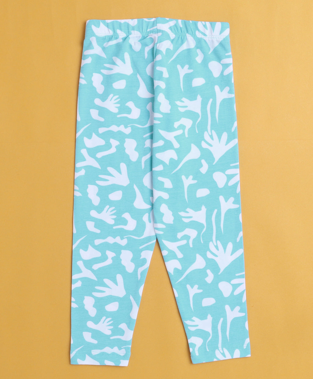 Bumzee Navy & Sky Blue Floral Print Leggings, Pack of 2, 100% Cotton