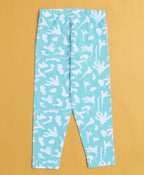 Bumzee Navy & Sky Blue Floral Print Leggings, Pack of 2, 100% Cotton