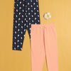 Girls Leggings Peach & Navy Pack of 2